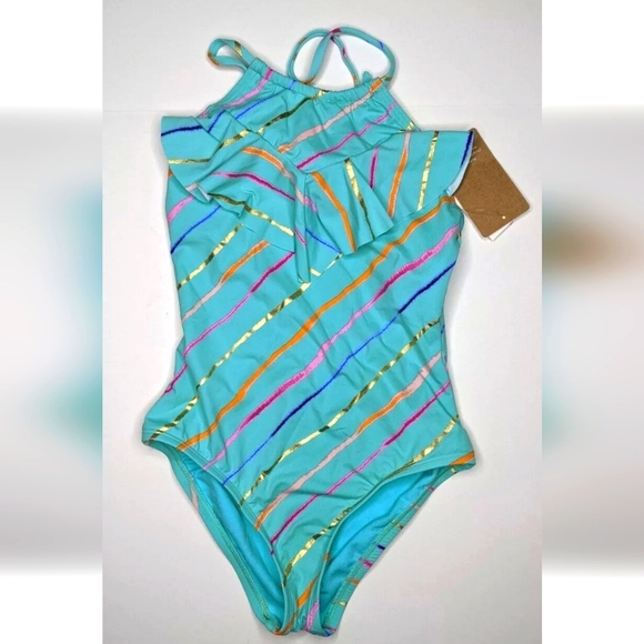 Hobie Kids' Smiles Halter Neck Two-Piece Swimsuit in Sea Blue main image 1